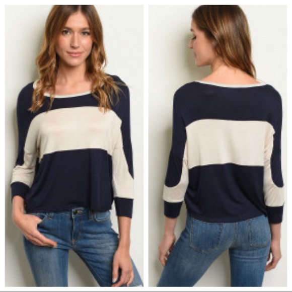 Tops - Navy & Cream Striped Top